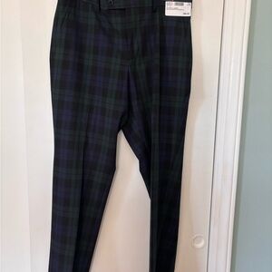 Plaid Tartan Trousers in Green and Blue 34x30